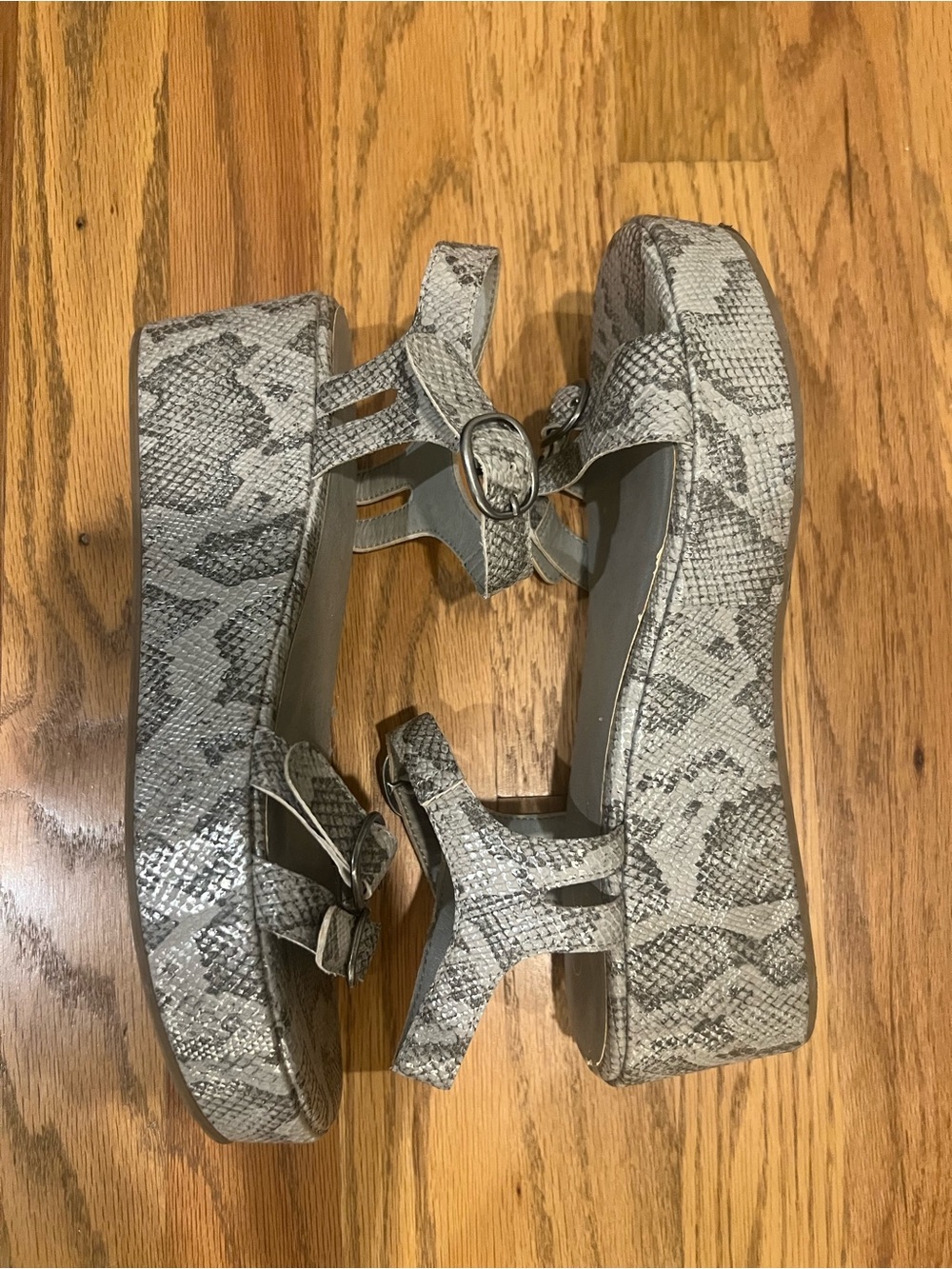 Coconuts by Matisse Gray Snake-Print Platform Sandals